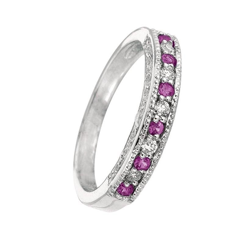 En venta: Anillo de zafiro rosa natural y diamante de 0,30 quilates en oro blanco de 14 quilates  2