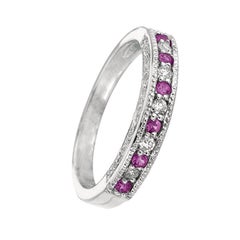 0.30 Carat Natural Pink Sapphire and Diamond Ring Band 14 Karat White Gold