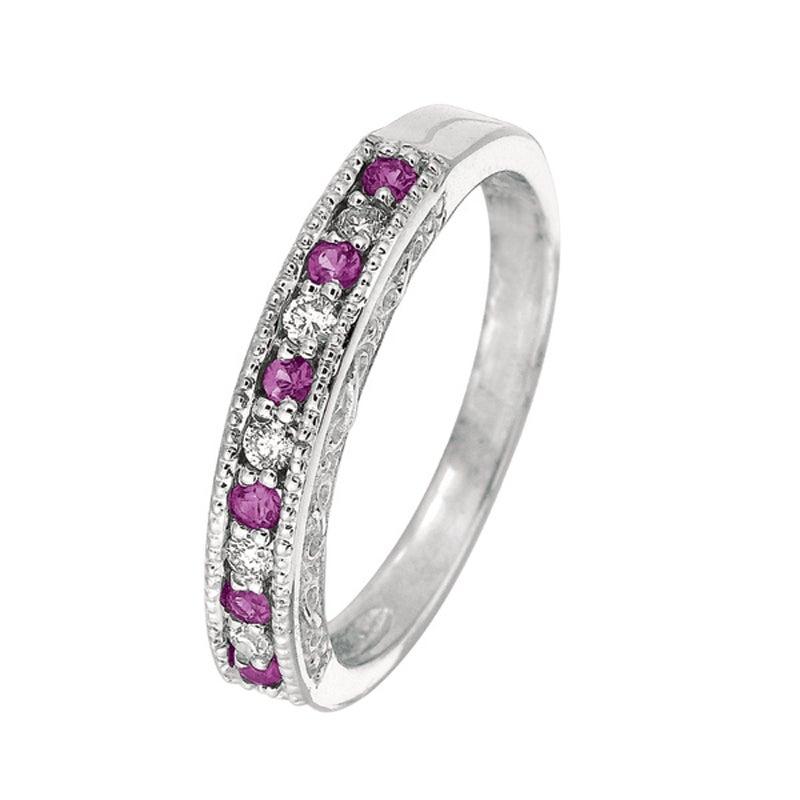 En venta: Anillo de zafiro rosa natural y diamante de 0,30 quilates en oro blanco de 14 quilates  4