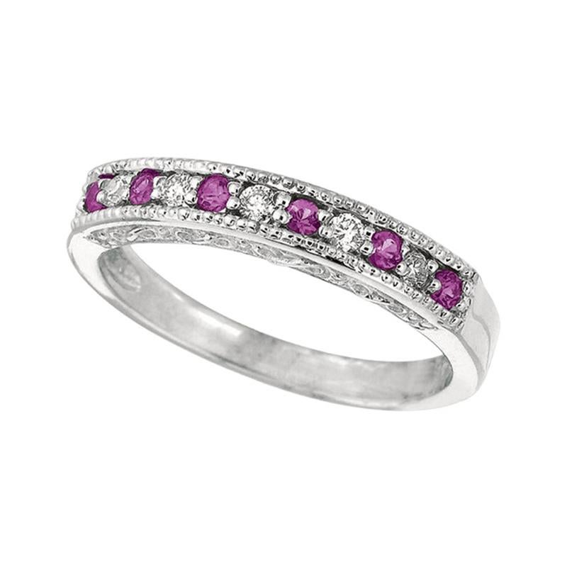 0.30 Carat Natural Pink Sapphire and Diamond Ring Band 14 Karat White Gold