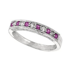 Bague en or blanc 14 carats avec saphir rose naturel de 0,30 carat et diamants