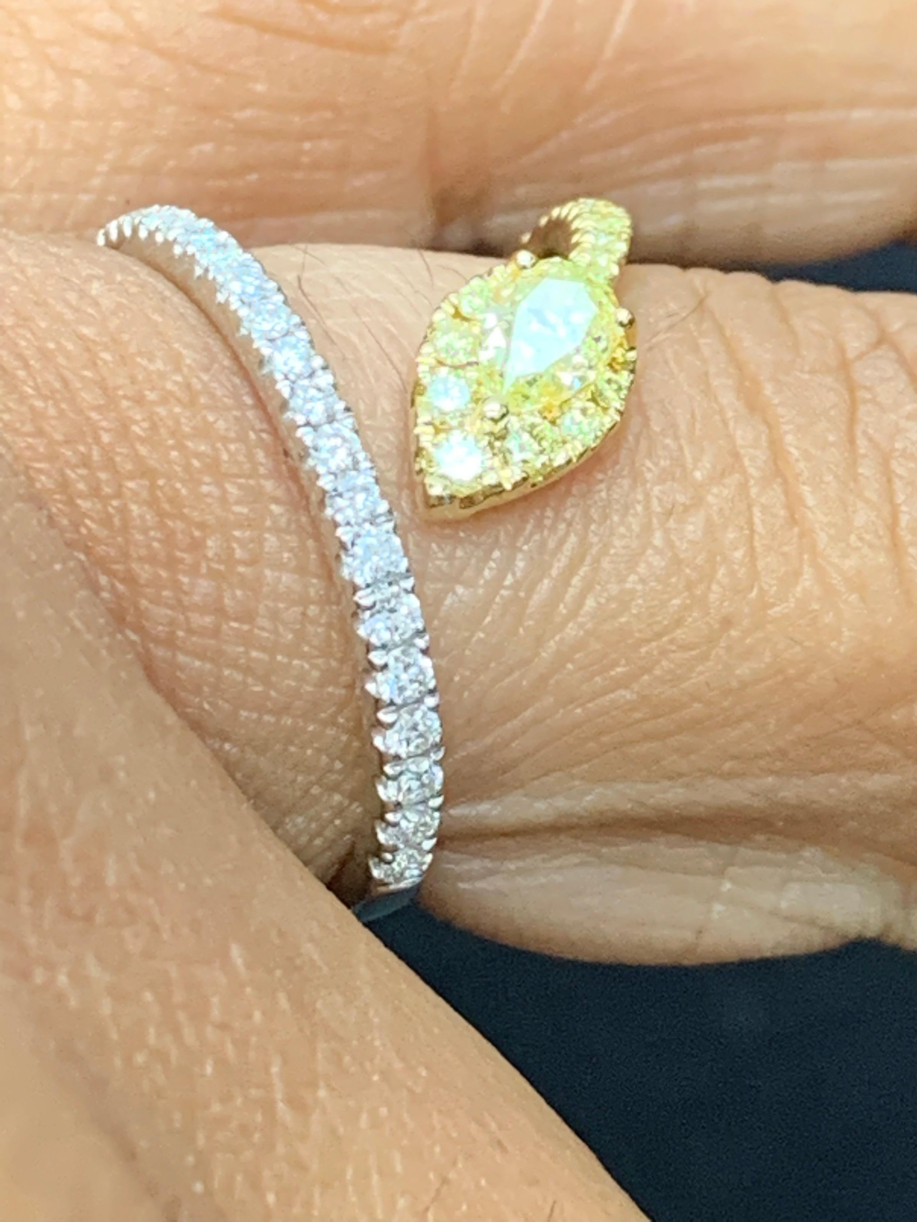 0.30 Carat Pear Shape Yellow Diamond Ring in 18K Mix Gold For Sale 10