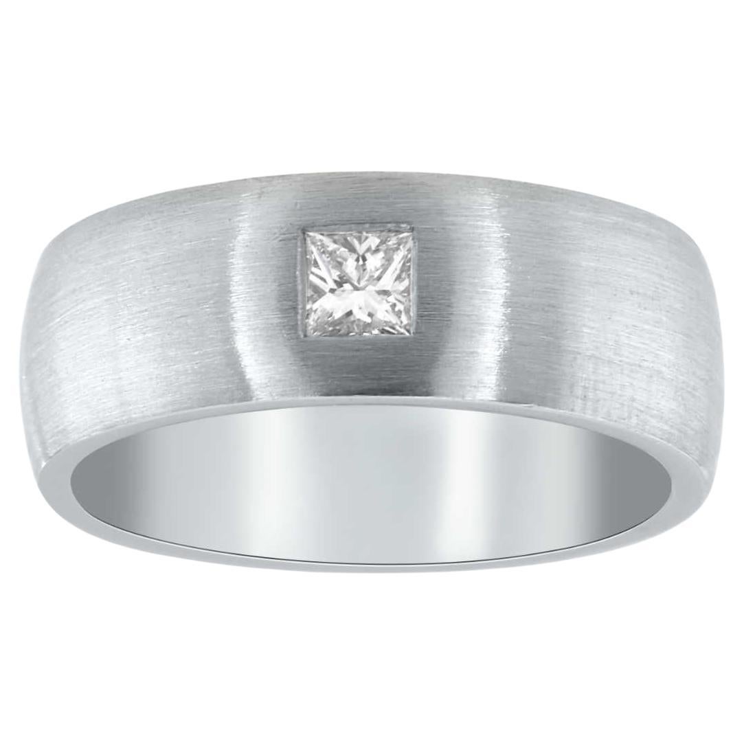 0.30 Carat Platinum Men's Princess Cut Diamond Ring For Sale