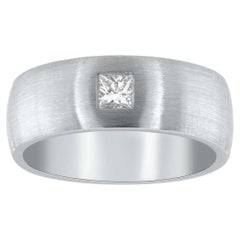 Bague pour homme en platine avec diamant taille princesse 0,30 carat