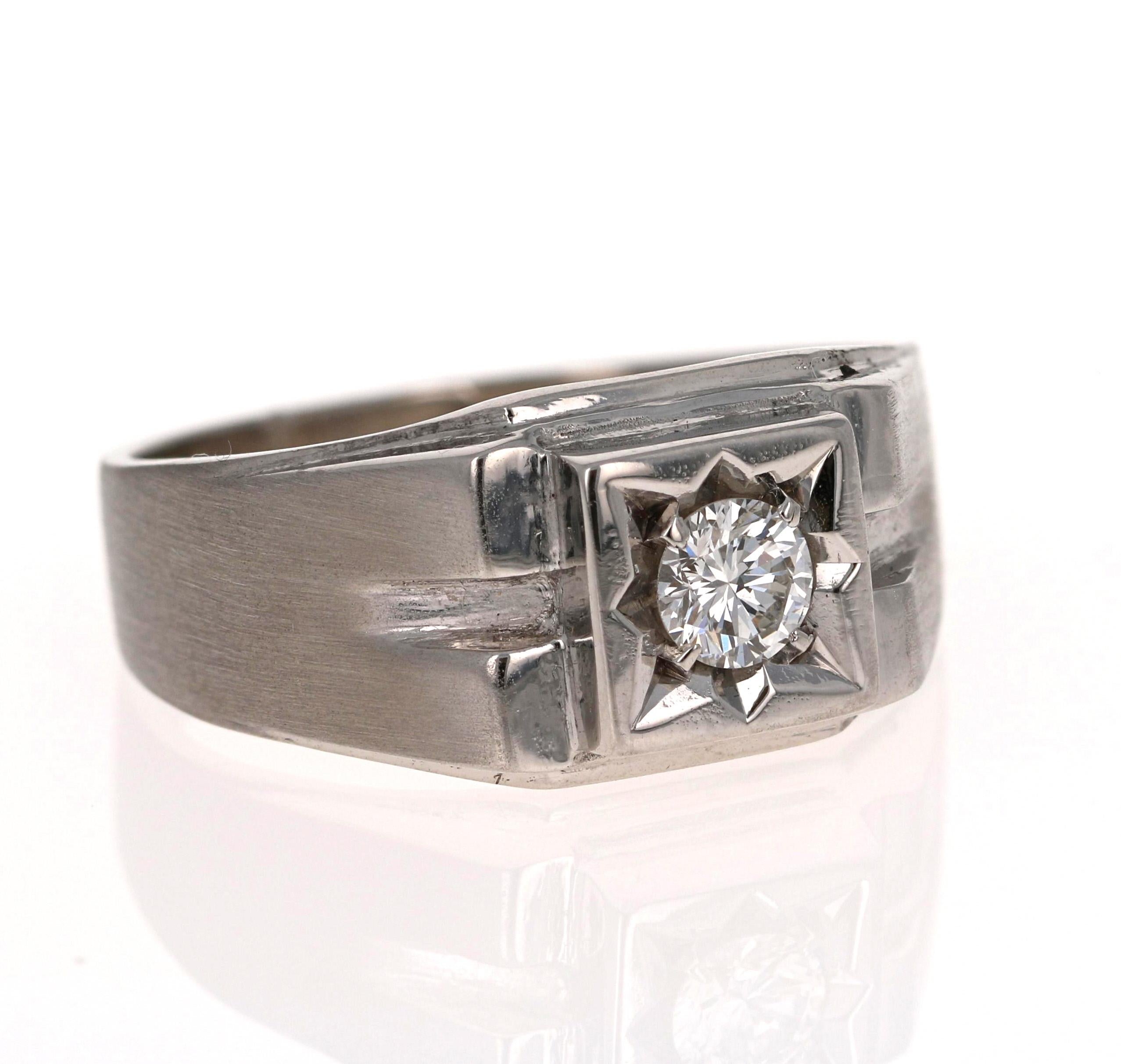  Looking for a Father's Day Gift or an Engagement Band?!  Check out our Men's Collection!

This classic Mens' Ring is set with 1 Princess Cut Diamond that weigh 0.30 Carats (Clarity: VS, Color: I). 
The Total Carat Weight of this ring is 0.30