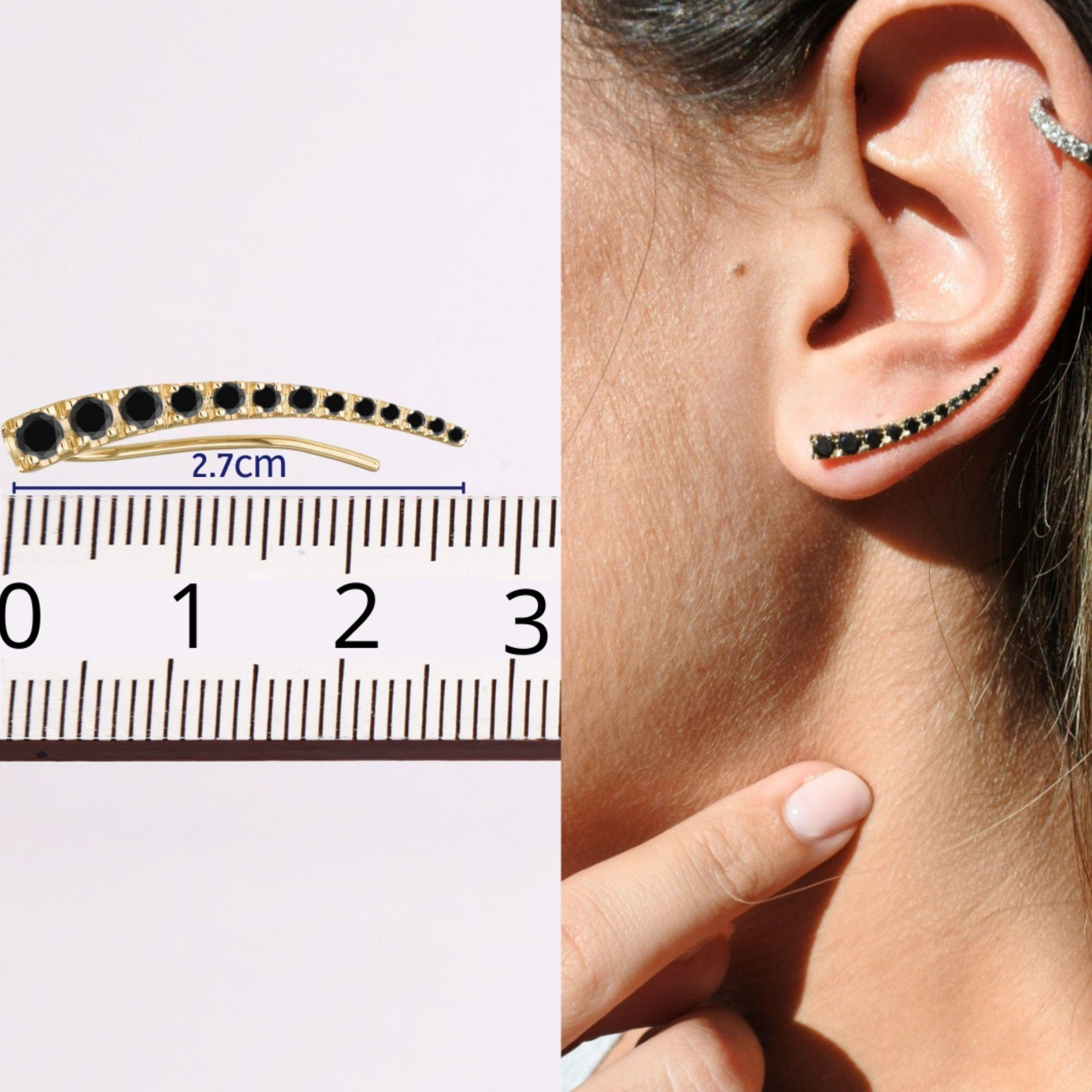 0.30 Carat Real Black Diamond Ear Climber 14K yellow Gold - Shlomit Rogel

A classy and chic 14k yellow gold ear climber for a truly elegant look. Embellished with 13 black diamonds, this beautifully handcrafted earring will upgrade your everyday