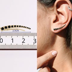 0.30 Carat Real Black Diamond Ear Climber 14K yellow Gold, Shlomit Rogel