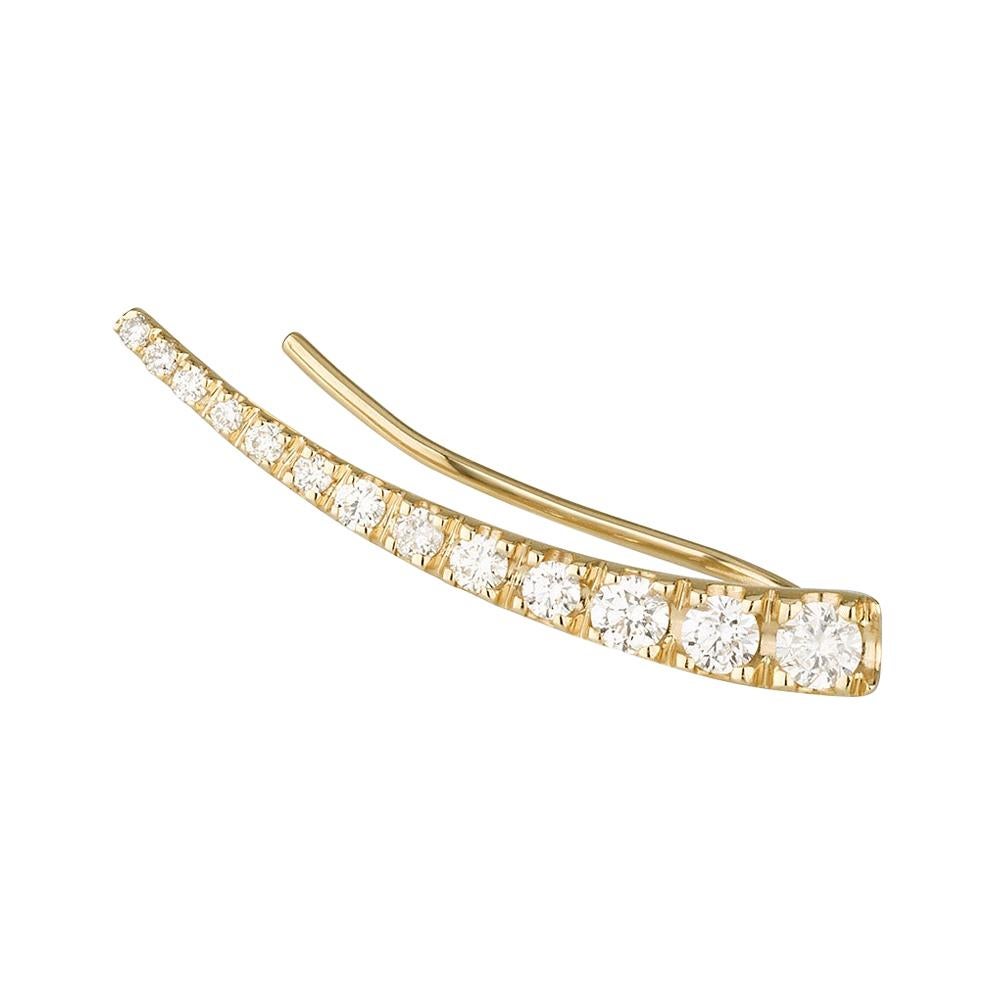 0.30 Carat Real Diamond Ear Climber in 14K Yellow Gold - Shlomit Rogel For Sale