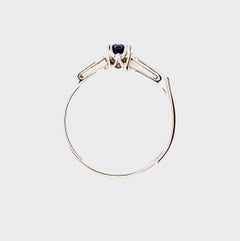 0.30 Carat Round Benitoite and Diamond 14 Karat White Gold Ring