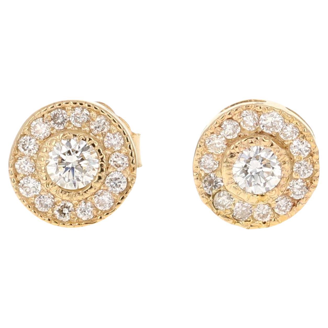 0,30 Karat Rundschliff Naturdiamant 14 Karat Gelbgold Ohrringe