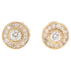 Orecchini in oro giallo 14 carati con diamanti naturali taglio rotondo da 0,30 carati