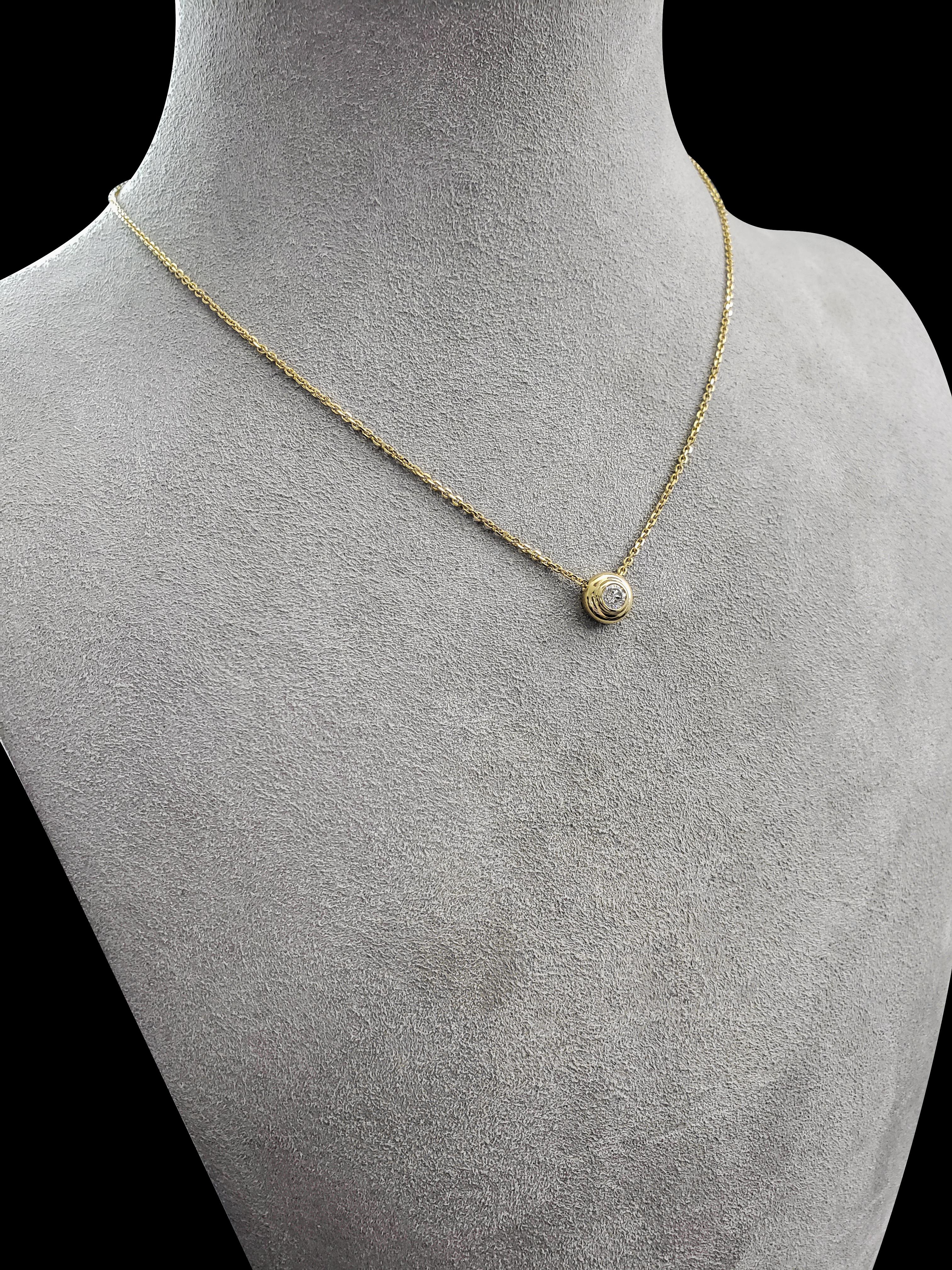 Contemporary Roman Malakov 0.30 Carat Round Diamond Bezel Pendant Necklace