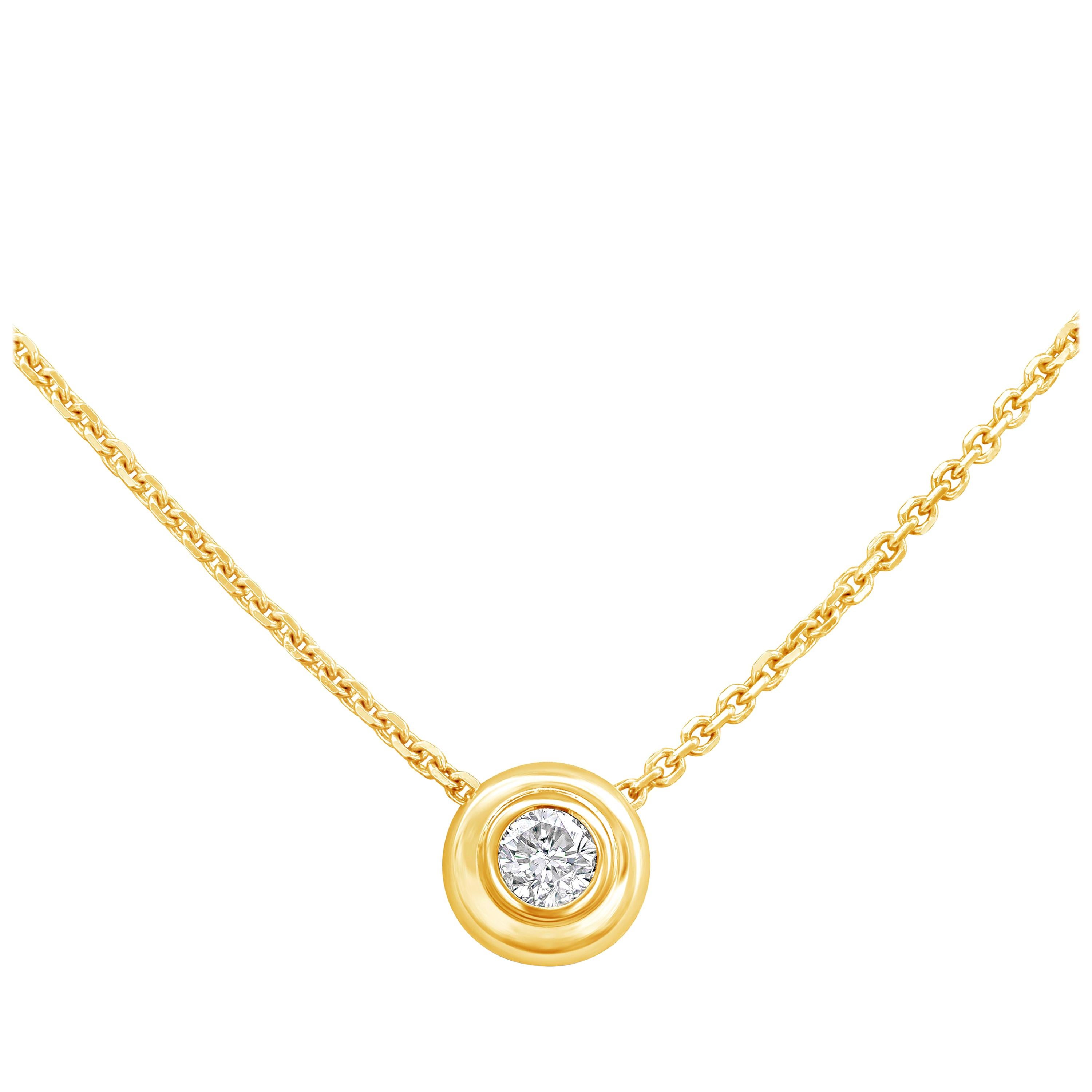 Roman Malakov 0.30 Carat Round Diamond Bezel Pendant Necklace