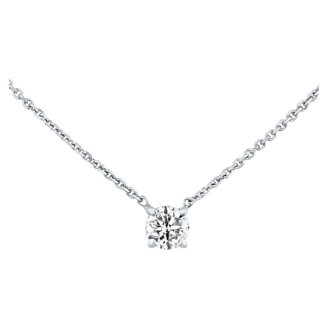 0.30 Carat Round Solitaire Diamond Necklace in 14K White Gold, Shlomit Rogel For Sale