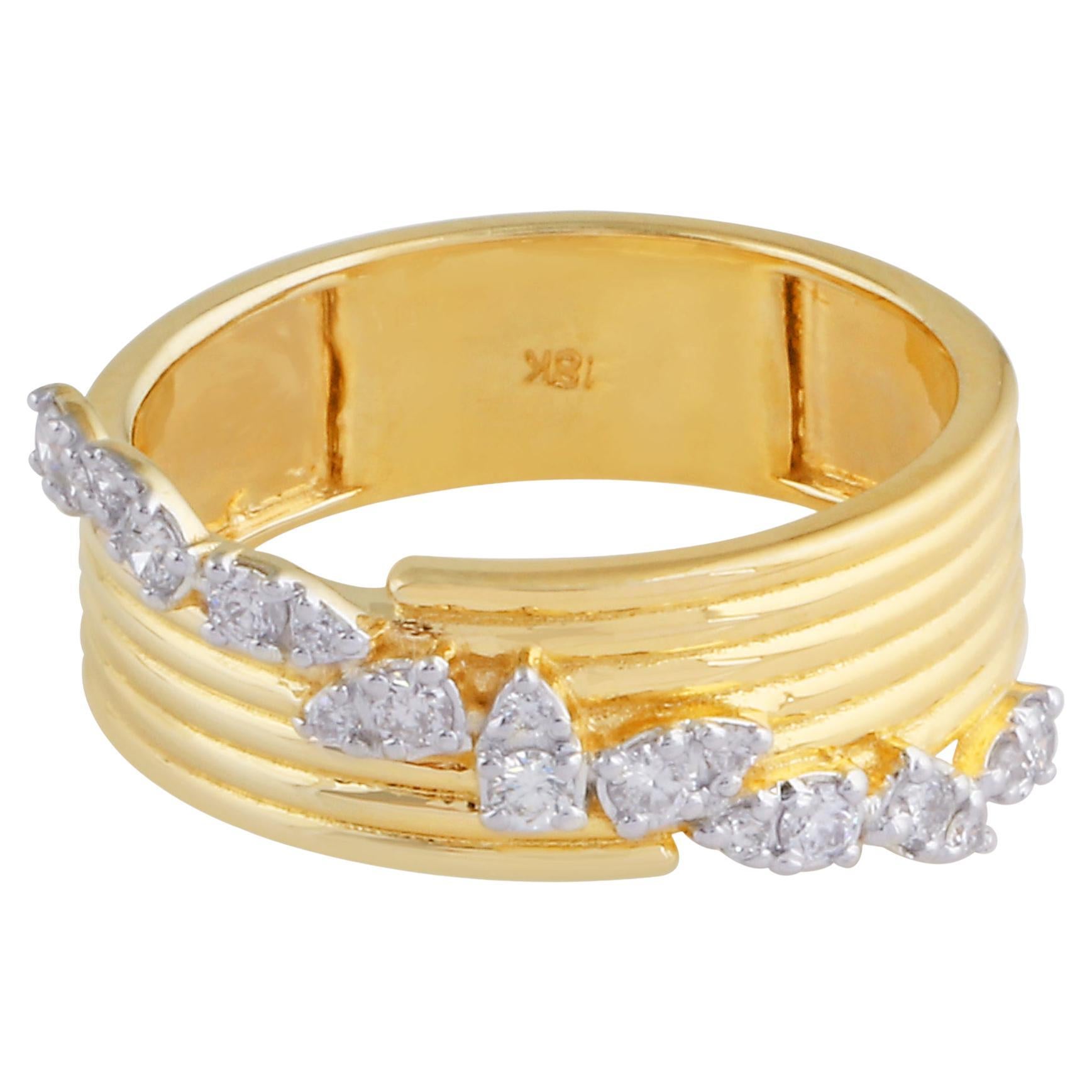 0.30 Carat SI Clarity HI Color Diamond Band Ring 18 Karat Yellow Gold Jewelry