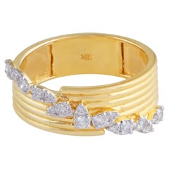 Vintage 0.30 Carat SI Clarity HI Color Diamond Band Ring 18 Karat Yellow Gold Jewelry