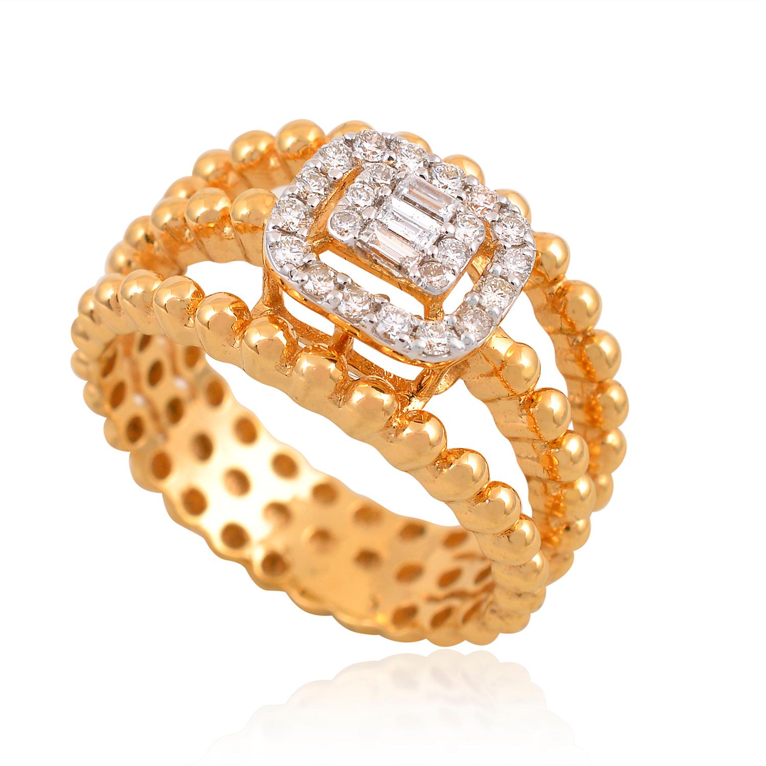 For Sale:  0.30 Carat SI Clarity HI Color Diamond Dome Ring 18 Karat Yellow Gold Jewelry 2