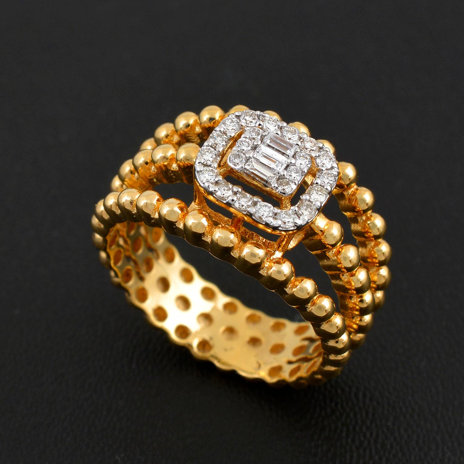 For Sale:  0.30 Carat SI Clarity HI Color Diamond Dome Ring 18 Karat Yellow Gold Jewelry 3