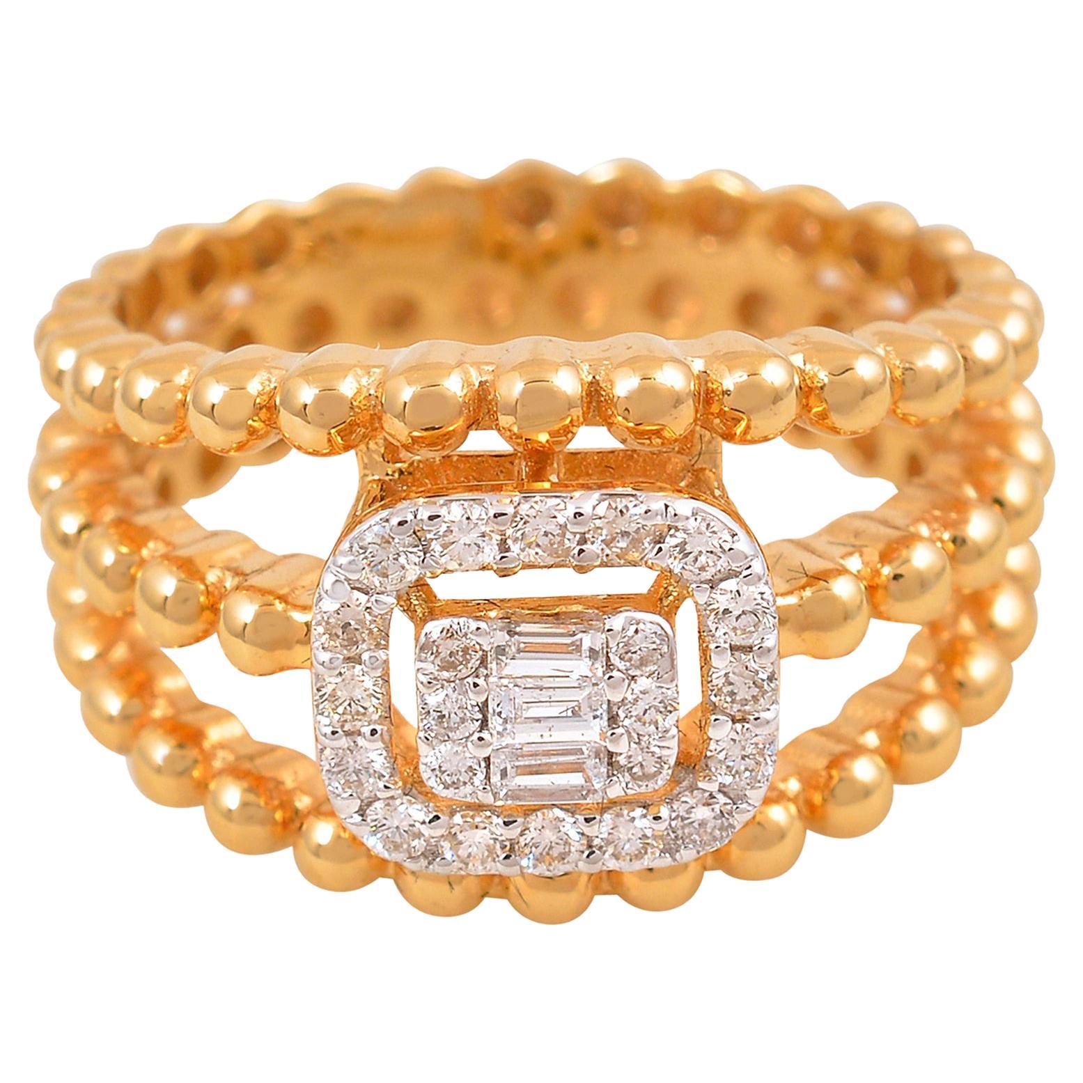 For Sale:  0.30 Carat SI Clarity HI Color Diamond Dome Ring 18 Karat Yellow Gold Jewelry