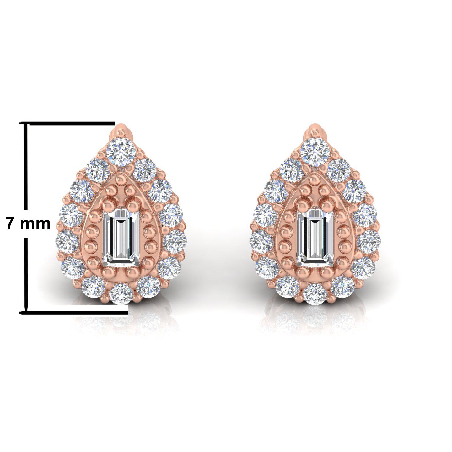 0,30 Karat SI/H Baguette-Ohrringe aus 18 Karat Roségold mit runden Diamanten (Moderne) im Angebot