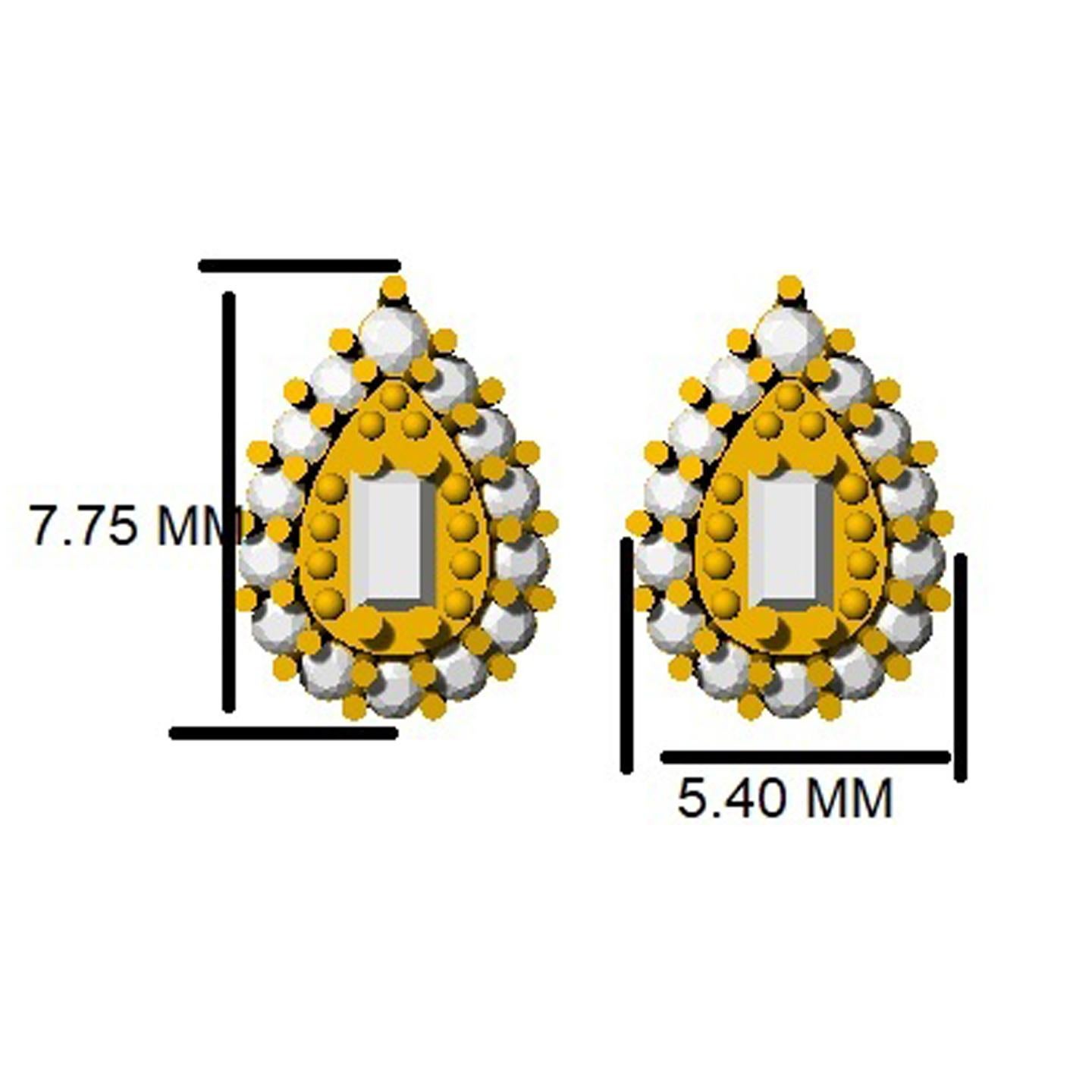 Modern 0.30 Carat SI/H Baguette Round Diamond Earrings 18 Karat Yellow Gold Jewelry