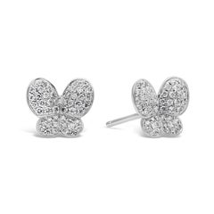 0.30 Carat Total Brilliant Round Shape Diamond Butterfly Stud Earrings