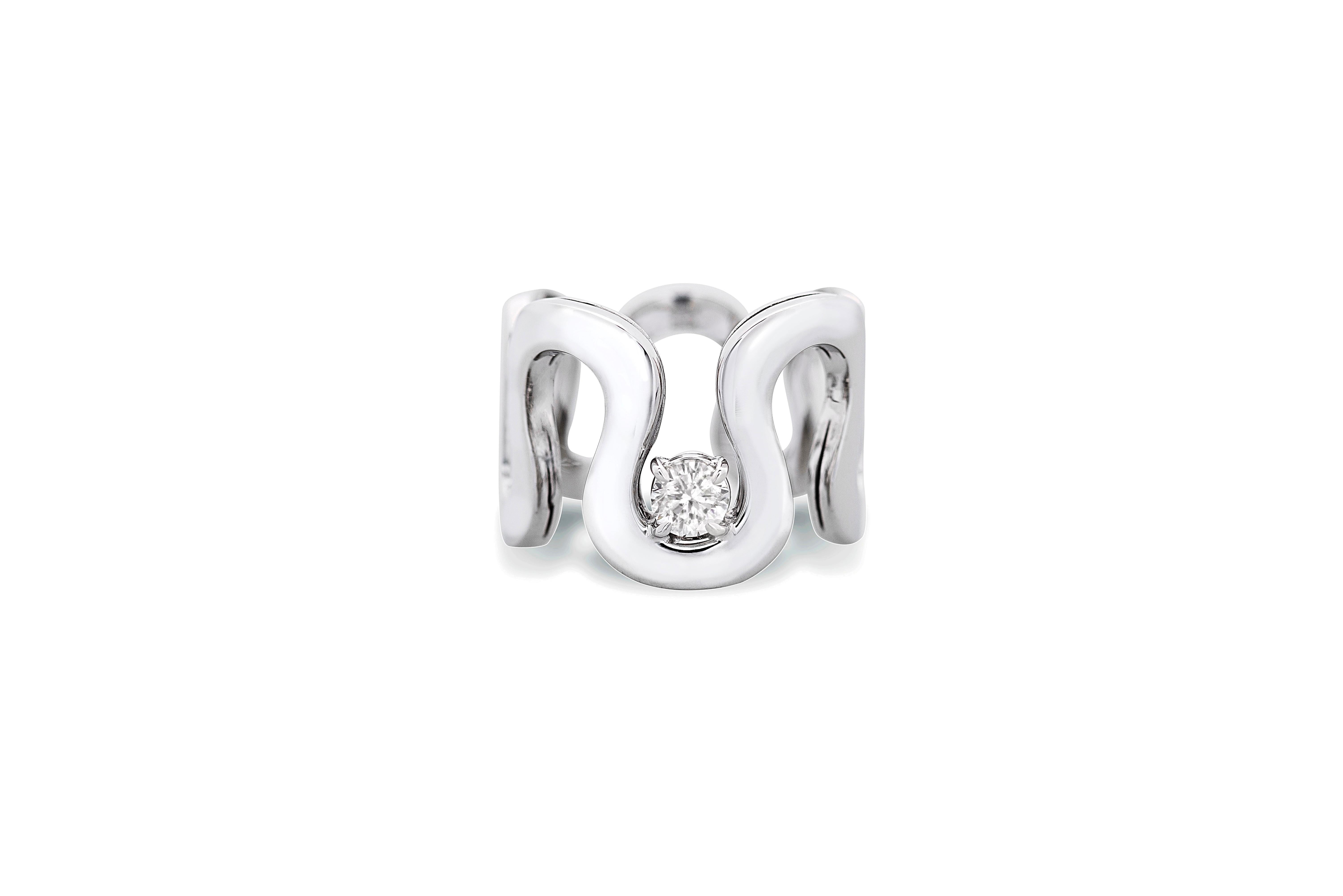 0.30 Carat White Diamond G Color VS1 Unisex 18k Gold Band Design Ring For Sale 7