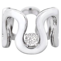 0,30 Quilates Diamante Blanco G Color VS1 Unisex Anillo de Oro de 18k Diseño de Banda
