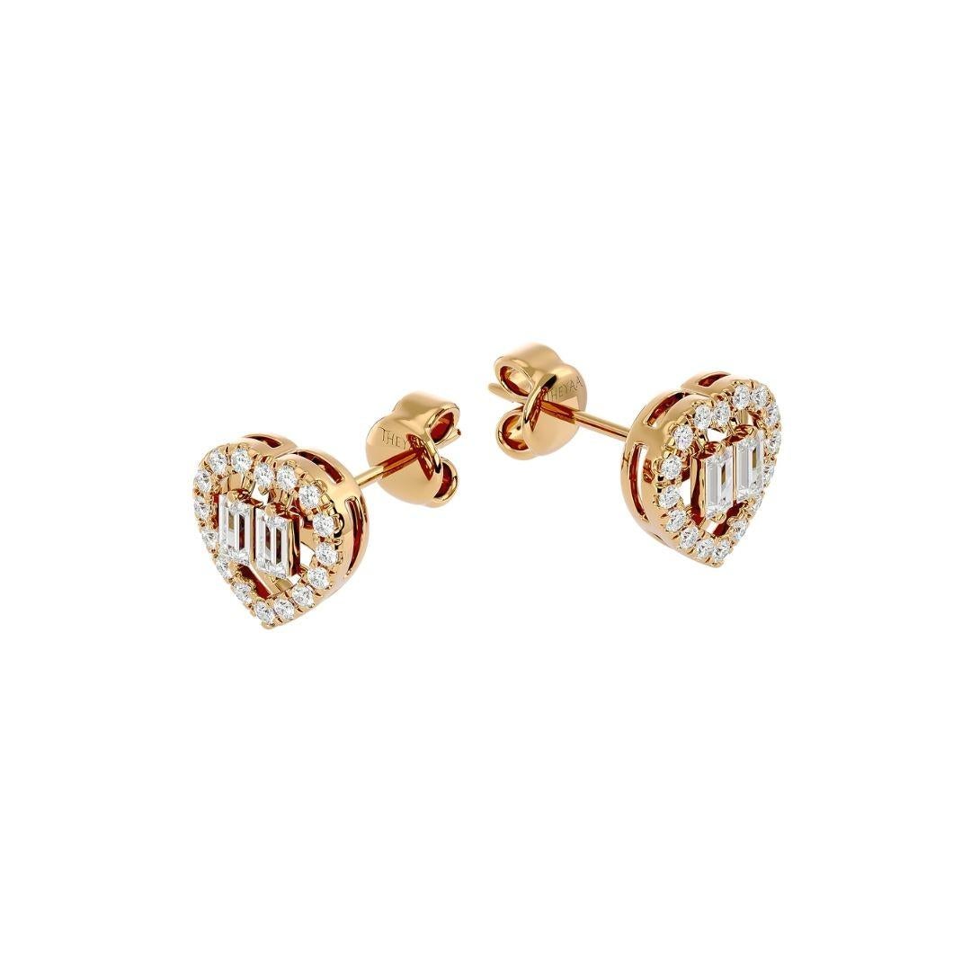 0.30 Carats Heart Earrings in Diamond and 18 Karat Gold  For Sale 1
