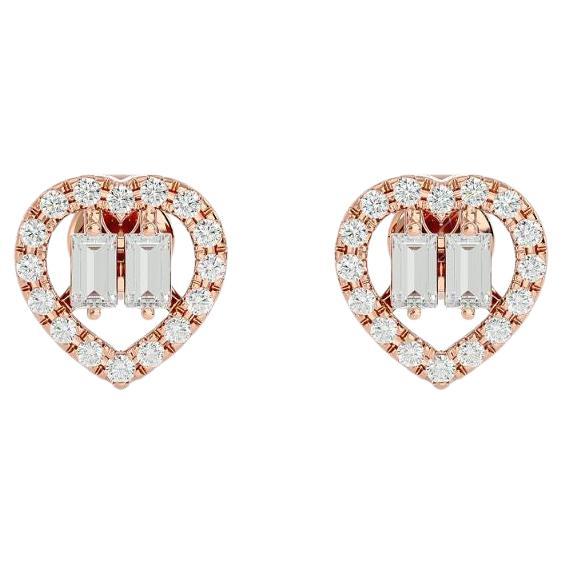 0.30 Carats Heart Earrings in Diamond and 18 Karat Gold  For Sale