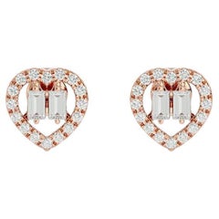 0.30 Carats Heart Earrings in Diamond and 18 Karat Gold