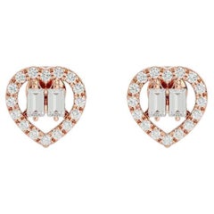 0.30 Carats Heart Earrings in Diamond and 18 Karat Gold 