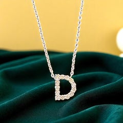0.30 Carats Round Brilliant F/VS1 Diamond Initial “D” Necklace in 18K White Gold