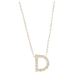 0.30 Carats Round Brilliant F/VS1 Diamond Initial “D” Necklace in 18K White Gold
