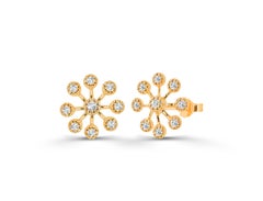 0.30 Ct Diamond Flower Bezel Earrings in 18K Gold