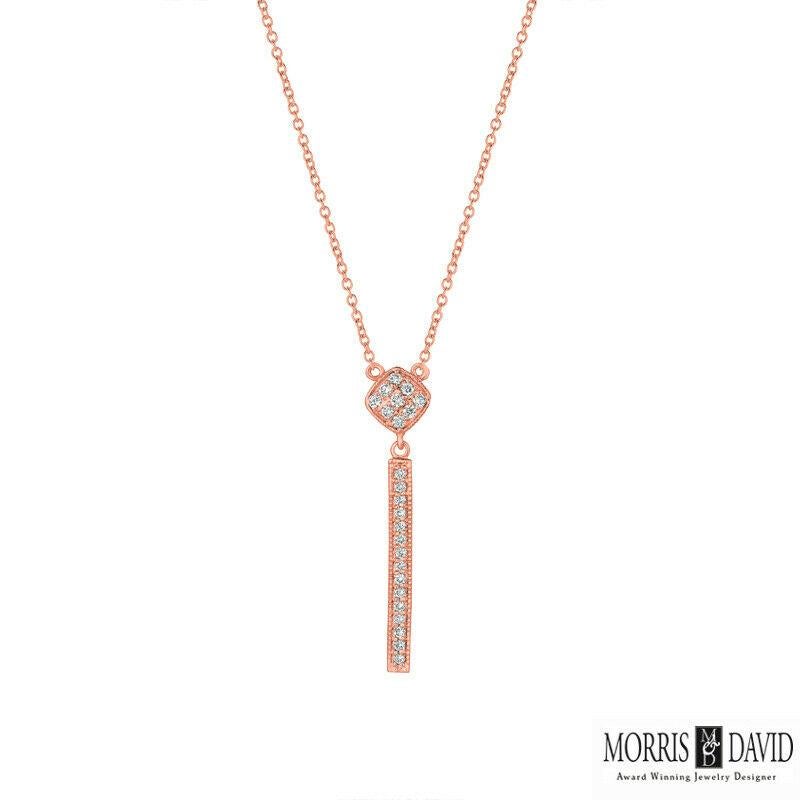 Contemporain Collier pendentif en or blanc 14 carats avec barre de diamants naturels de 0,30 carat G SI en vente
