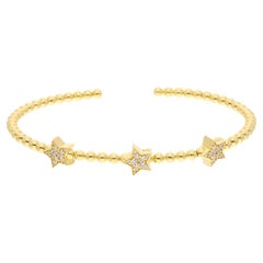 0,30 Karat SI/H Diamant Pave Drei-Stern-Manschetten-Armreif aus 18 Karat Gelbgold