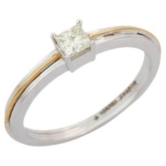 Bague de fiançailles unisexe en or blanc 18 carats avec diamant solitaire de 0,30 carat