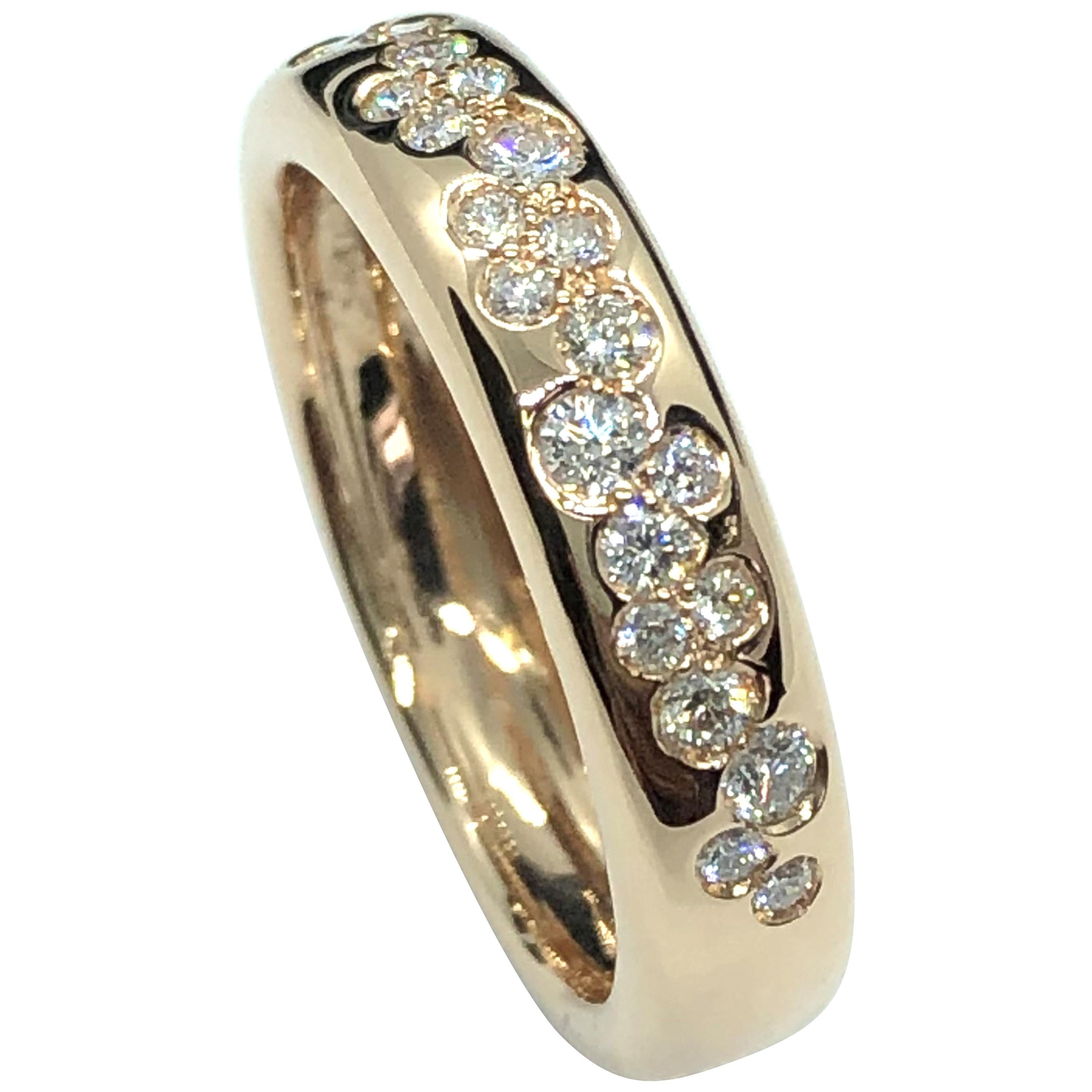 0.30 Carat White Pavé Diamonds Comfort Band Ring 18 Carat Rose Gold For Sale