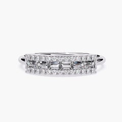 0.30 CTW Diamond 3-Row Bar Ring in 14K Gold, SI+ Mixed-Cut Diamonds