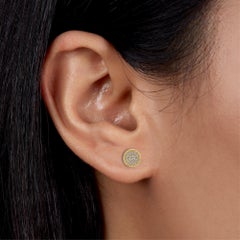 0.30 CTW Diamond Pavé Disc Stud Earrings in 14K Gold, SI1+ Natural Diamond Clust