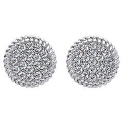 0.30 CTW Diamond Pavé Disc Stud Earrings in 14K Gold, SI1+ Natural Diamond Clust