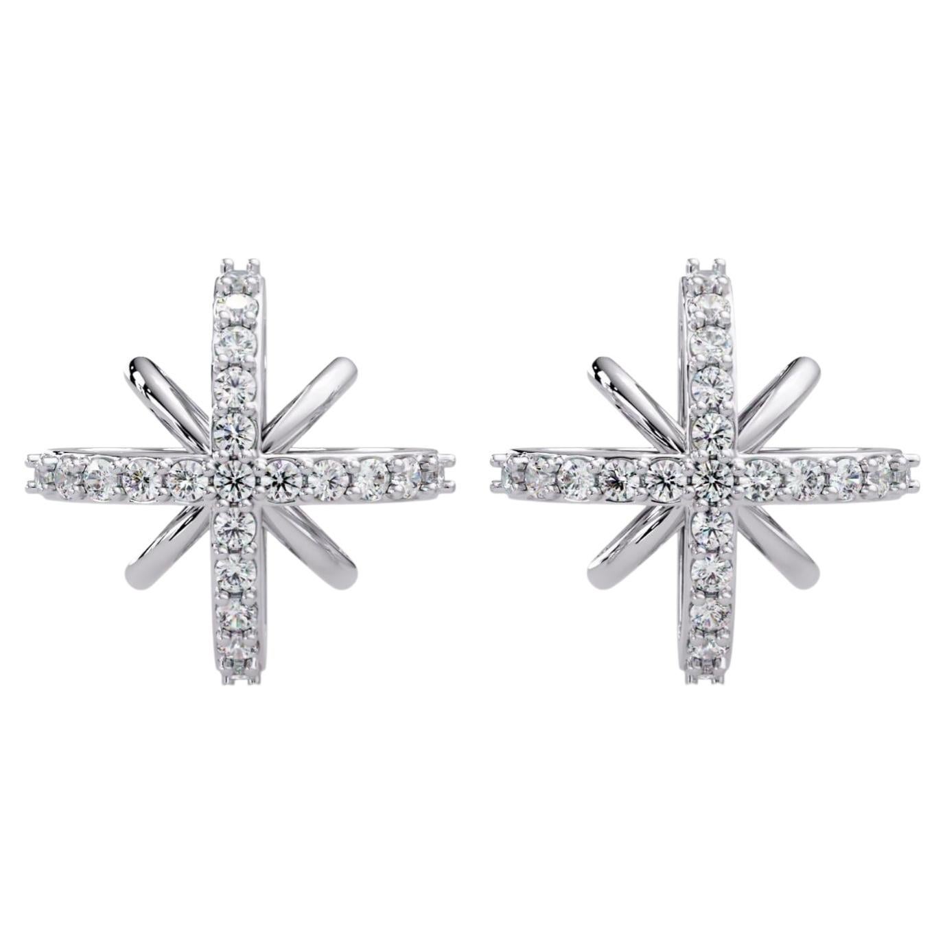0.30 CTW Diamond Starburst Stud Earrings in 14K Gold, SI1+ Celestial Pavé Earrin