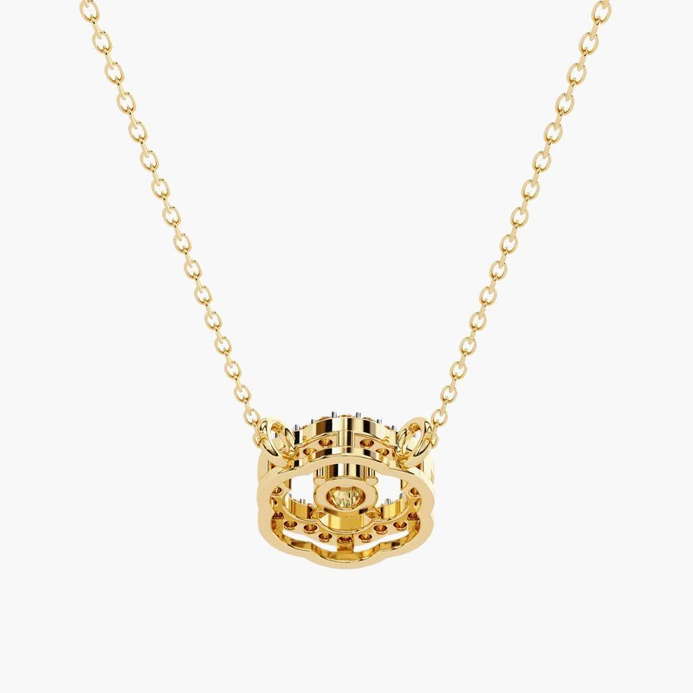 0,30 Ctw Minimalistischer runder Diamant-Blumenanhänger 14K Gold im Angebot 4