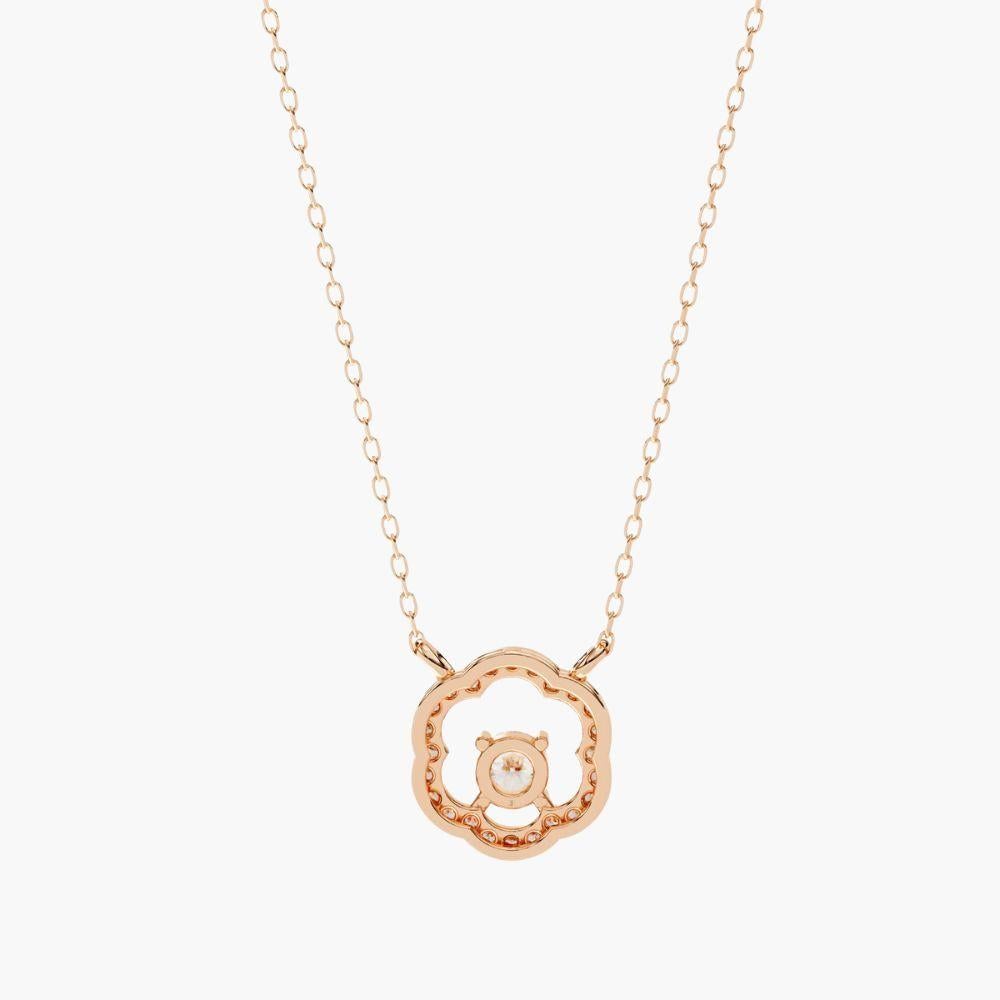 0,30 Ctw Minimalistischer runder Diamant-Blumenanhänger 14K Gold im Angebot 6