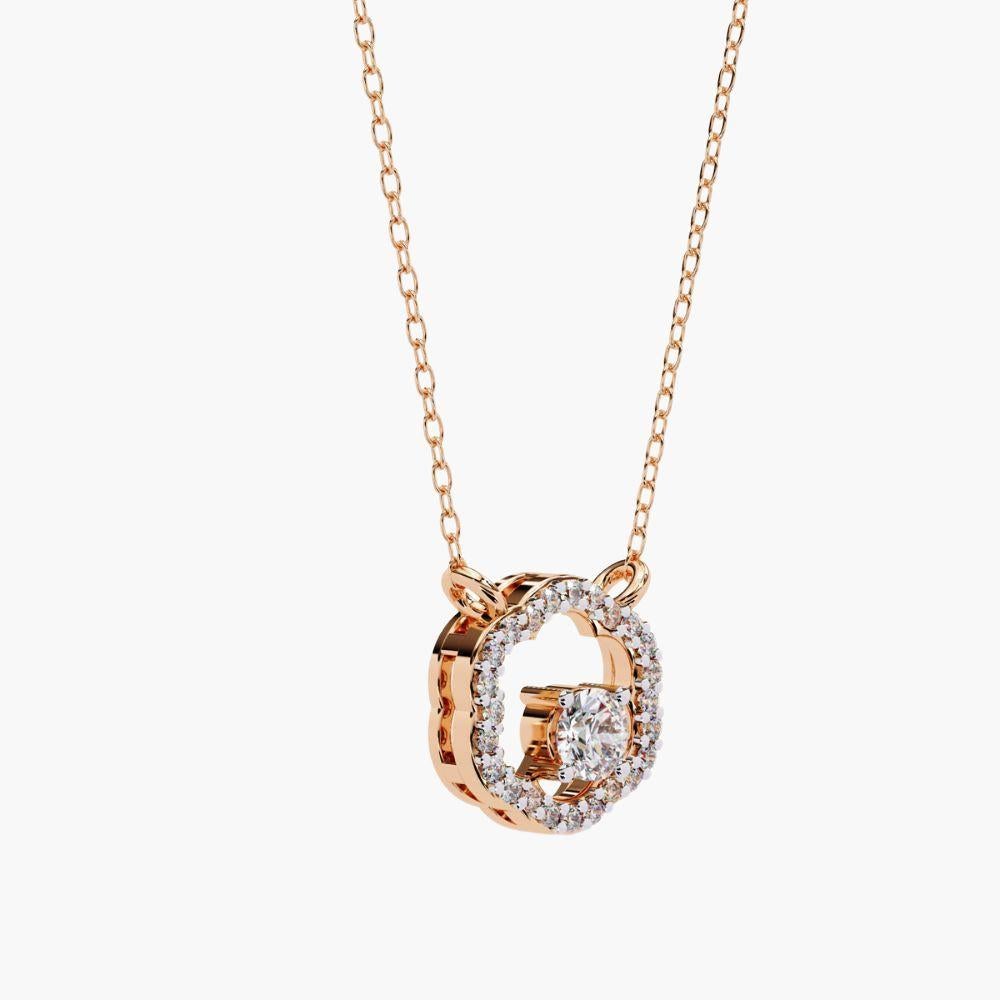 0,30 Ctw Minimalistischer runder Diamant-Blumenanhänger 14K Gold im Angebot 7