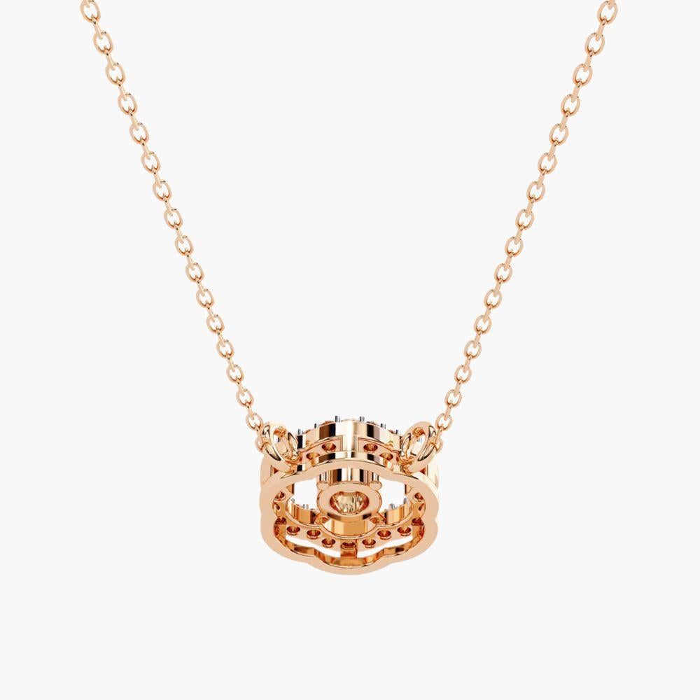 0,30 Ctw Minimalistischer runder Diamant-Blumenanhänger 14K Gold im Angebot 8