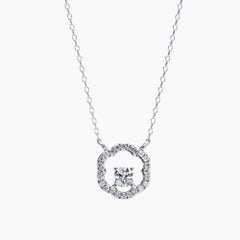 0.30 Ctw Minimalist Round Diamond Flower Pendant 14K Gold