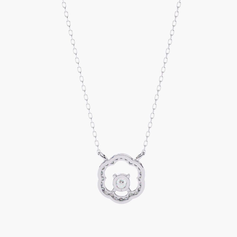 0,30 Ctw Minimalistischer runder Diamant-Blumenanhänger 14K Gold (Zeitgenössisch) im Angebot