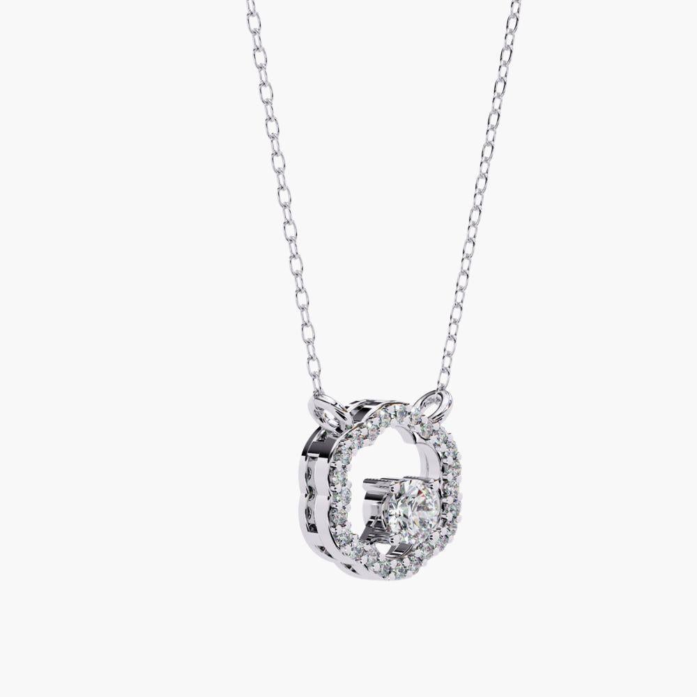 0,30 Ctw Minimalistischer runder Diamant-Blumenanhänger 14K Gold (Rundschliff) im Angebot
